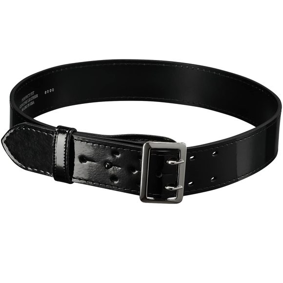 2.25" Fully Lined High Gloss Sam Browne Leather Belt With Chrome Buckle Order✋ - Picture 1 of 6